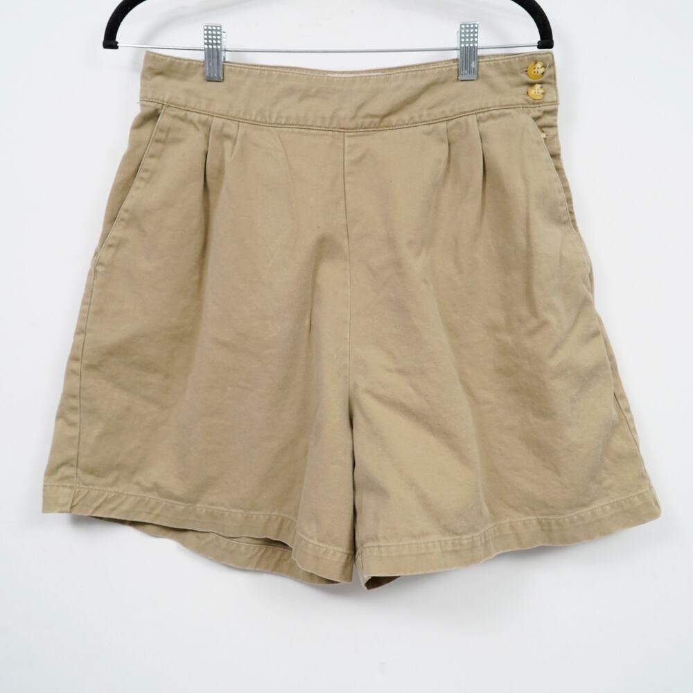 Vintage 80s Banana Republic Safari Shorts Khaki Cotton High Rise Women's 14
